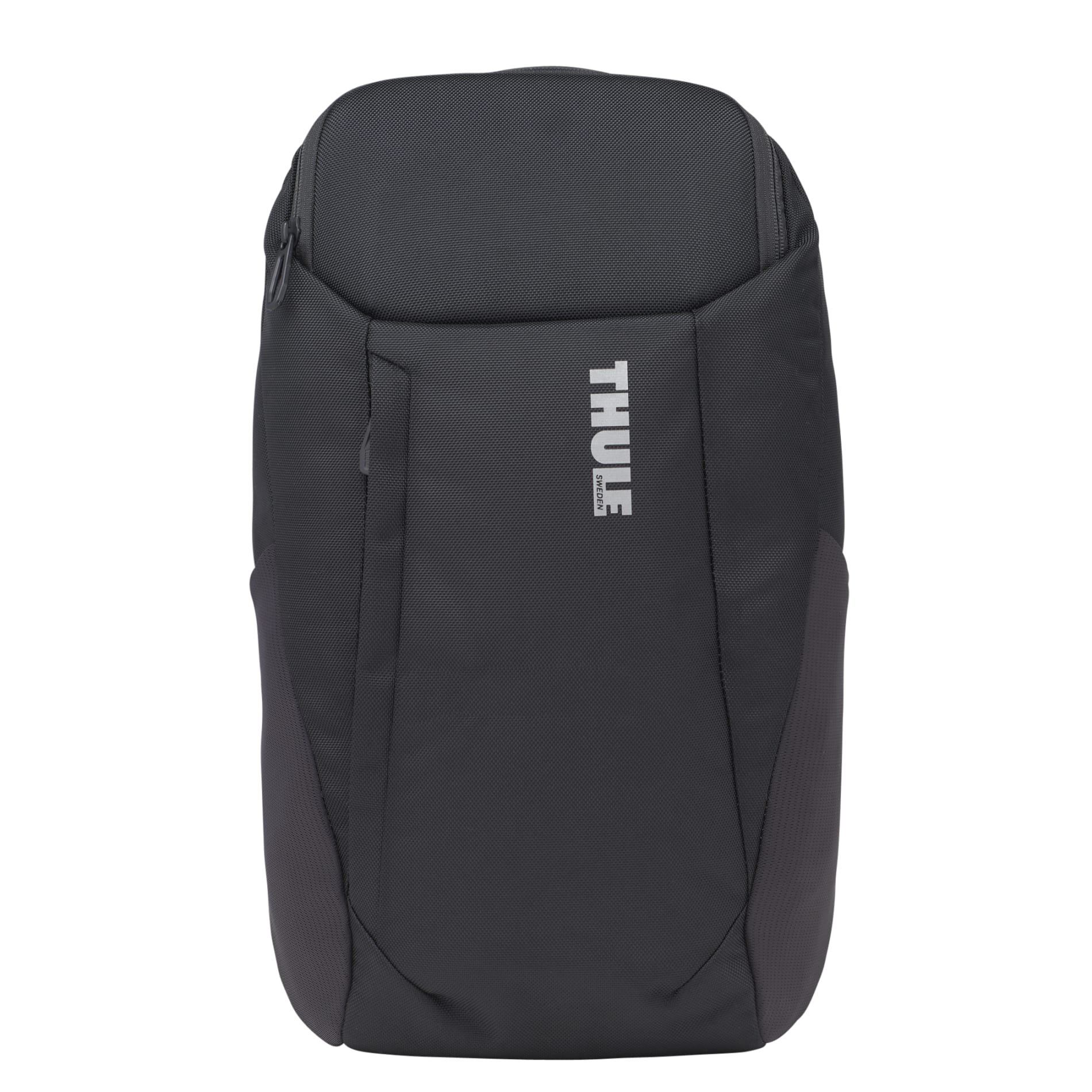 Front View of Black Thule Accent Recycled 15" Computer Backpack 20L plain