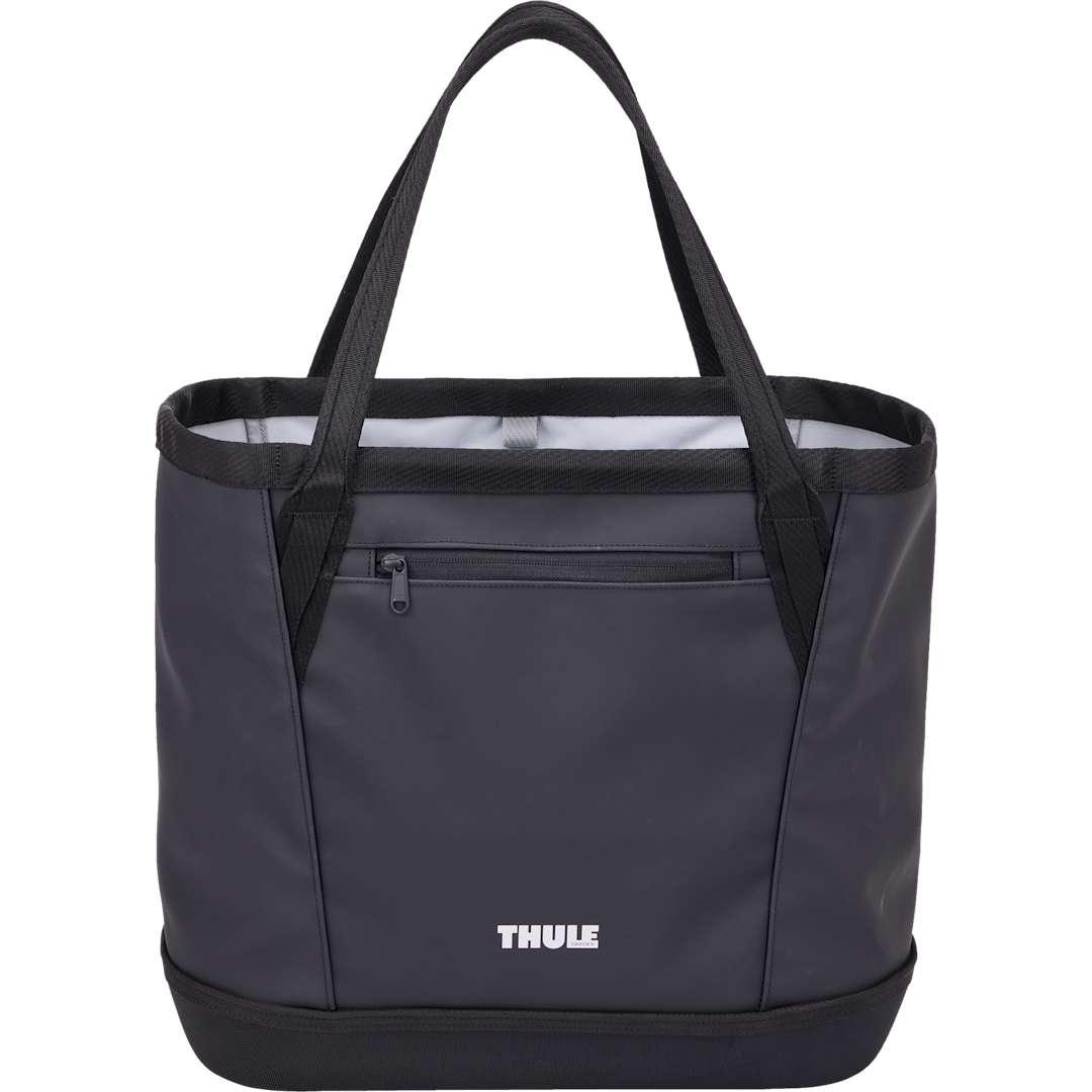 Front View of Black Thule Chasm Gear Tote 30L plain