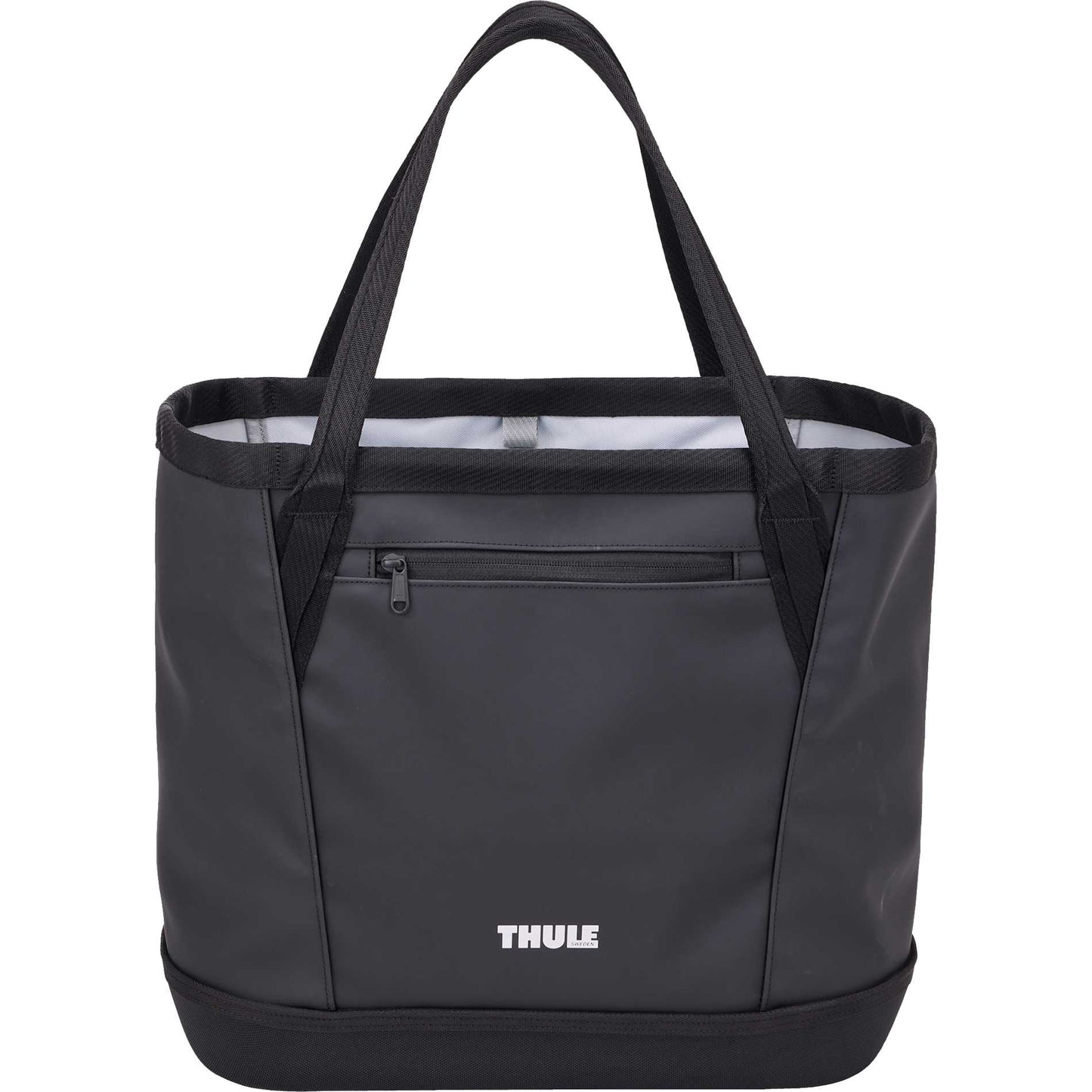 Front View of Black Thule Chasm Gear Tote 30L plain