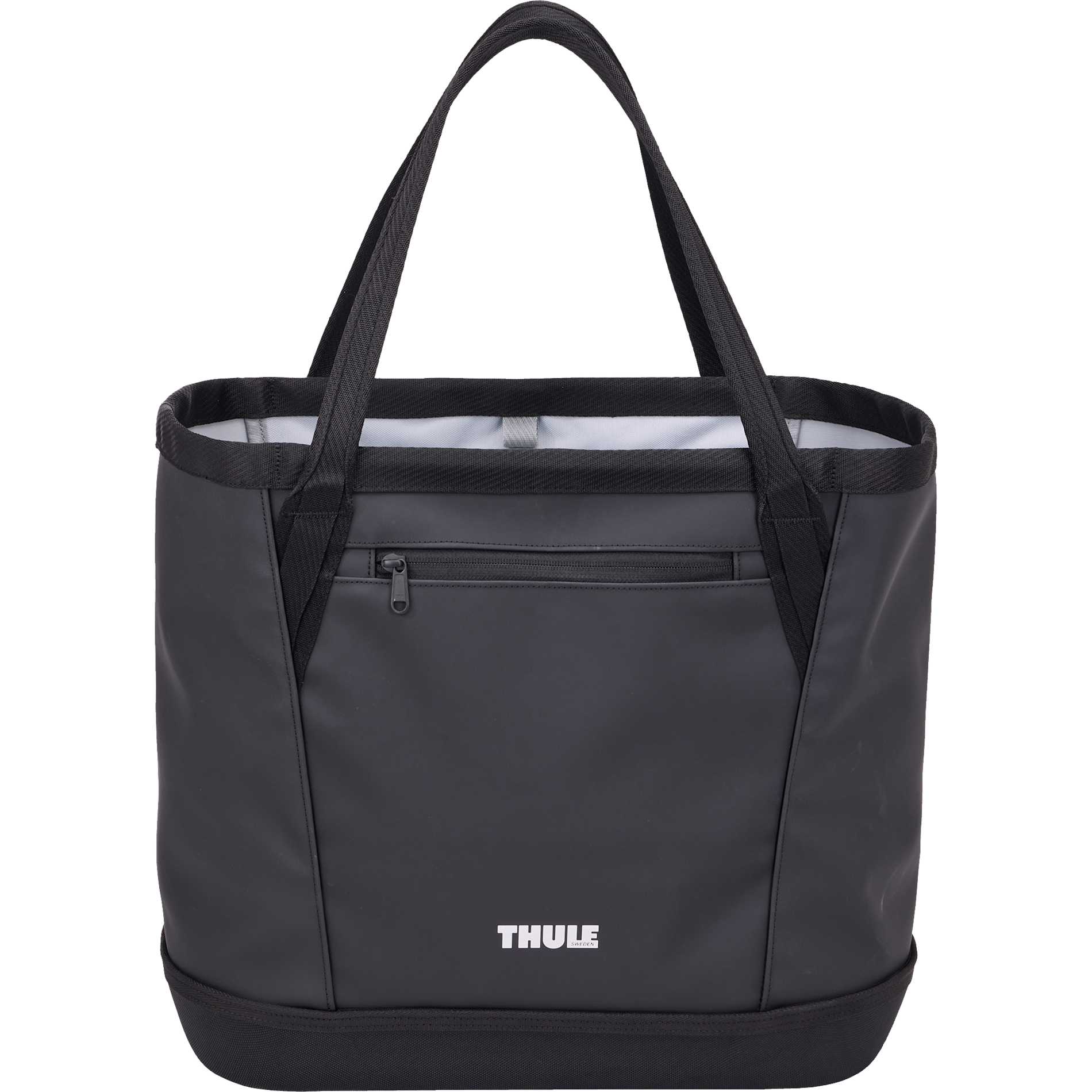 Front View of Black Thule Chasm Gear Tote 30L plain