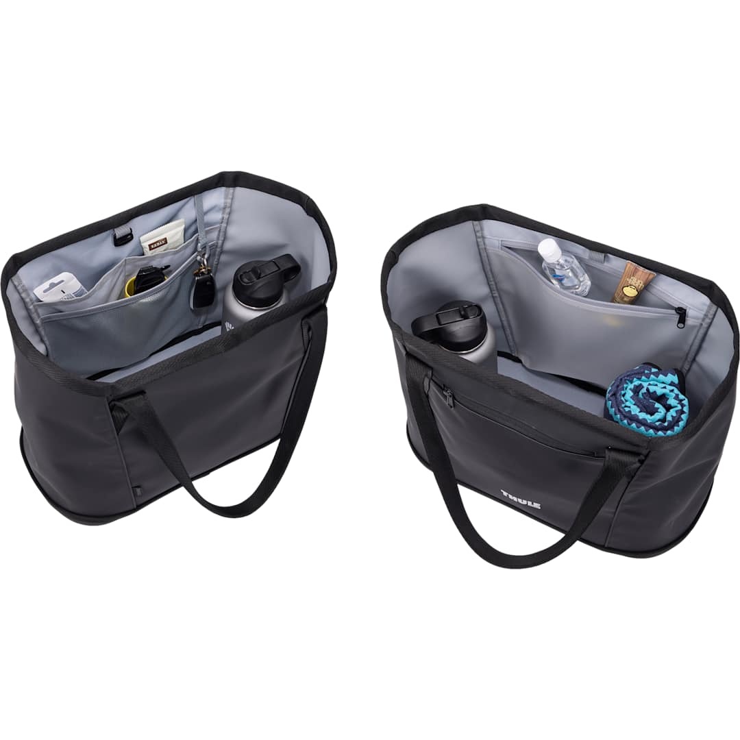 Front View of Black Thule Chasm Gear Tote 30L