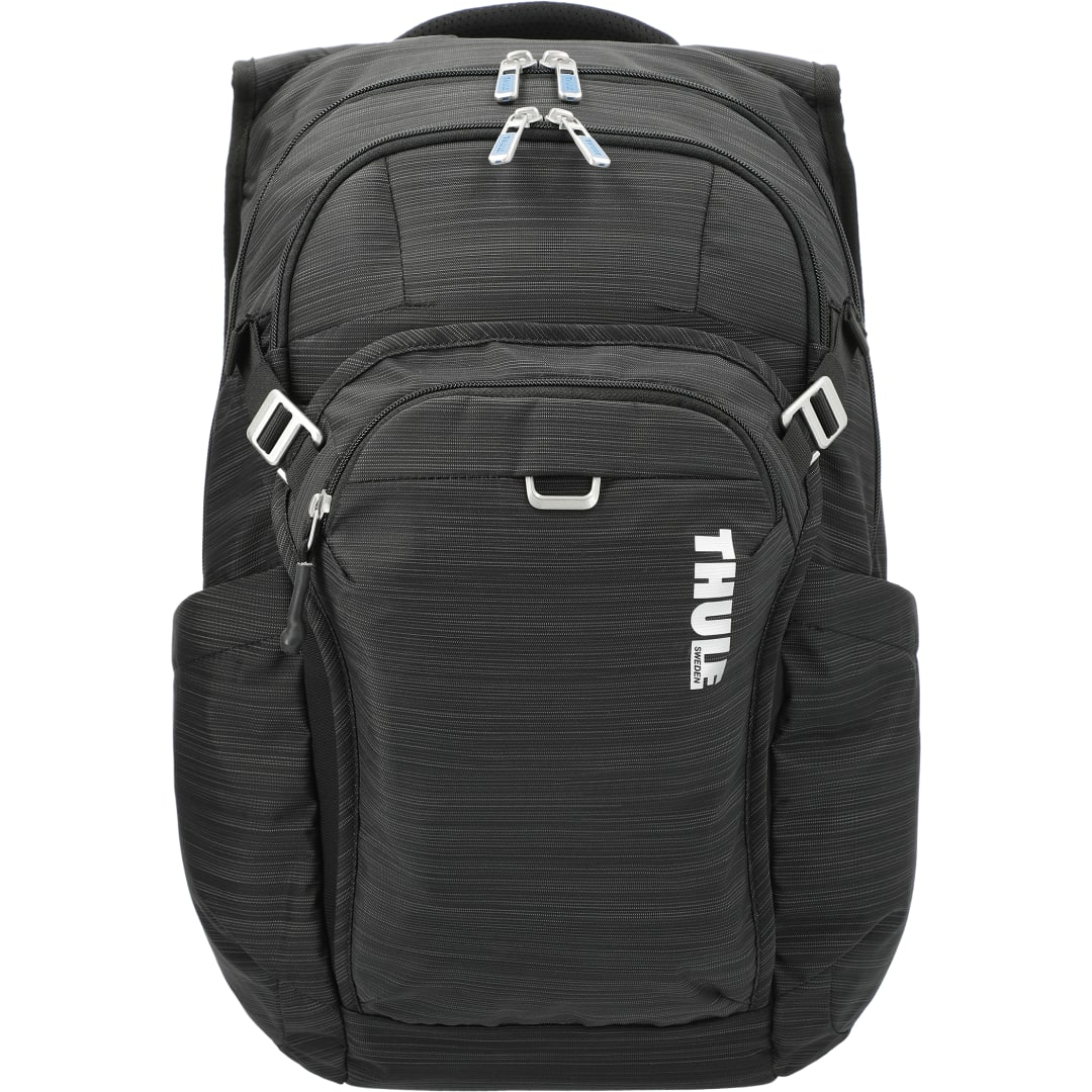 Front View of Black Thule Construct 16" Computer Backpack 24L plain