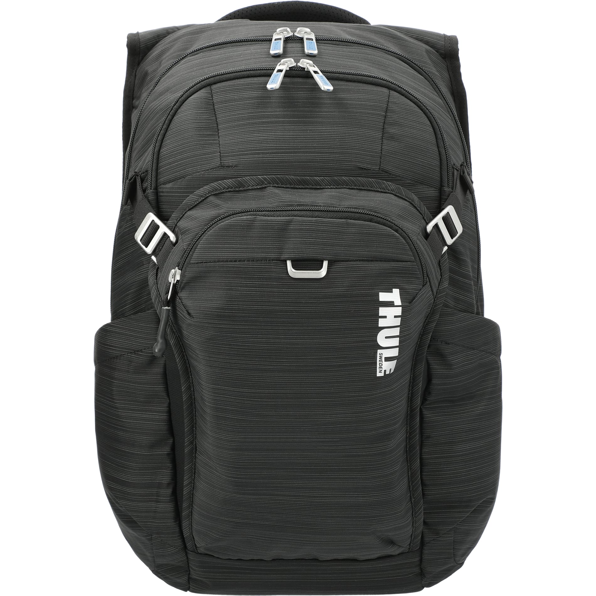 Front View of Black Thule Construct 16" Computer Backpack 24L plain