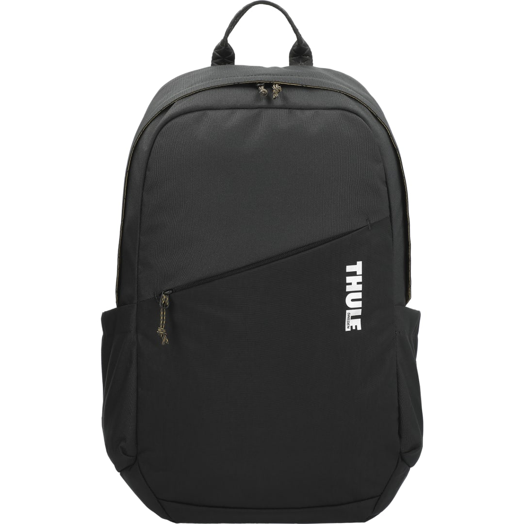 Front View of Black Thule Heritage Notus 16" Computer Backpack 20L plain