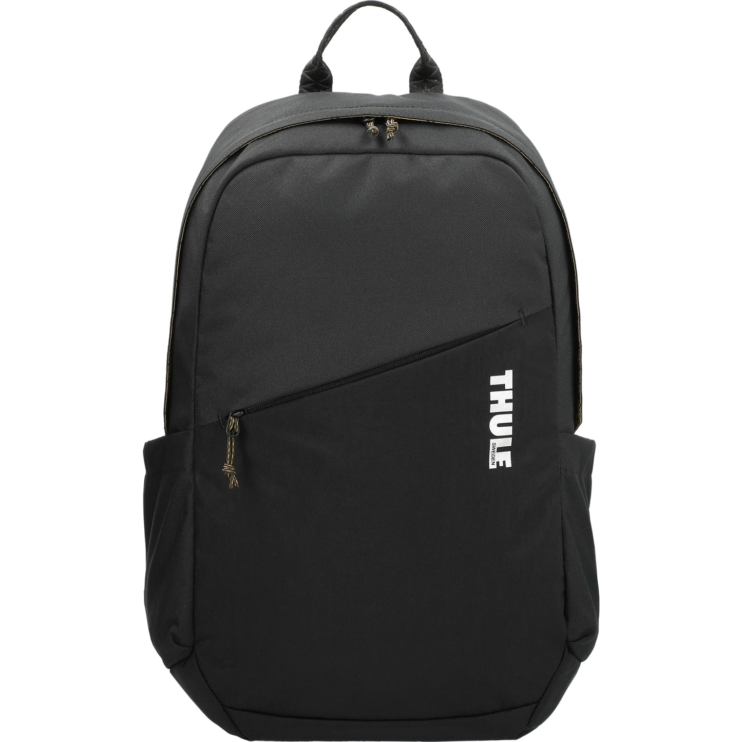 Front View of Black Thule Heritage Notus 16" Computer Backpack 20L plain