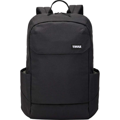 Front View of Black Thule Lithos 20L Recycled Laptop Backpack plain