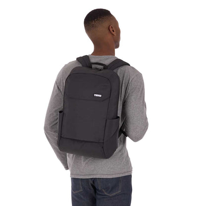 Front View of Black Thule Lithos 20L Recycled Laptop Backpack plain