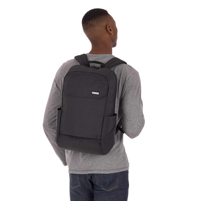 Front View of Black Thule Lithos 20L Recycled Laptop Backpack plain
