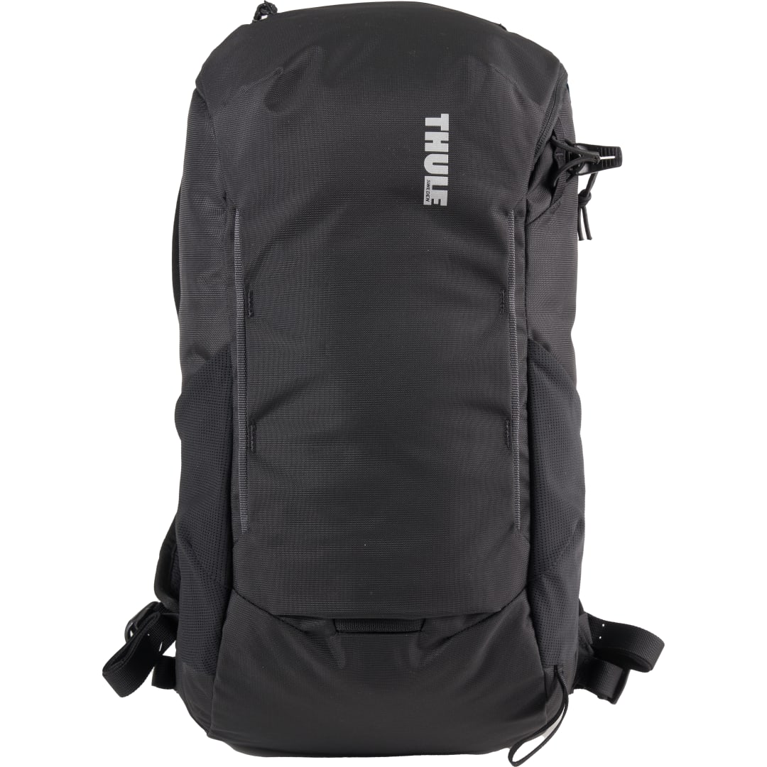 Front View of Black Thule Recycled All Trail 18L 15" Laptop Backpack plain