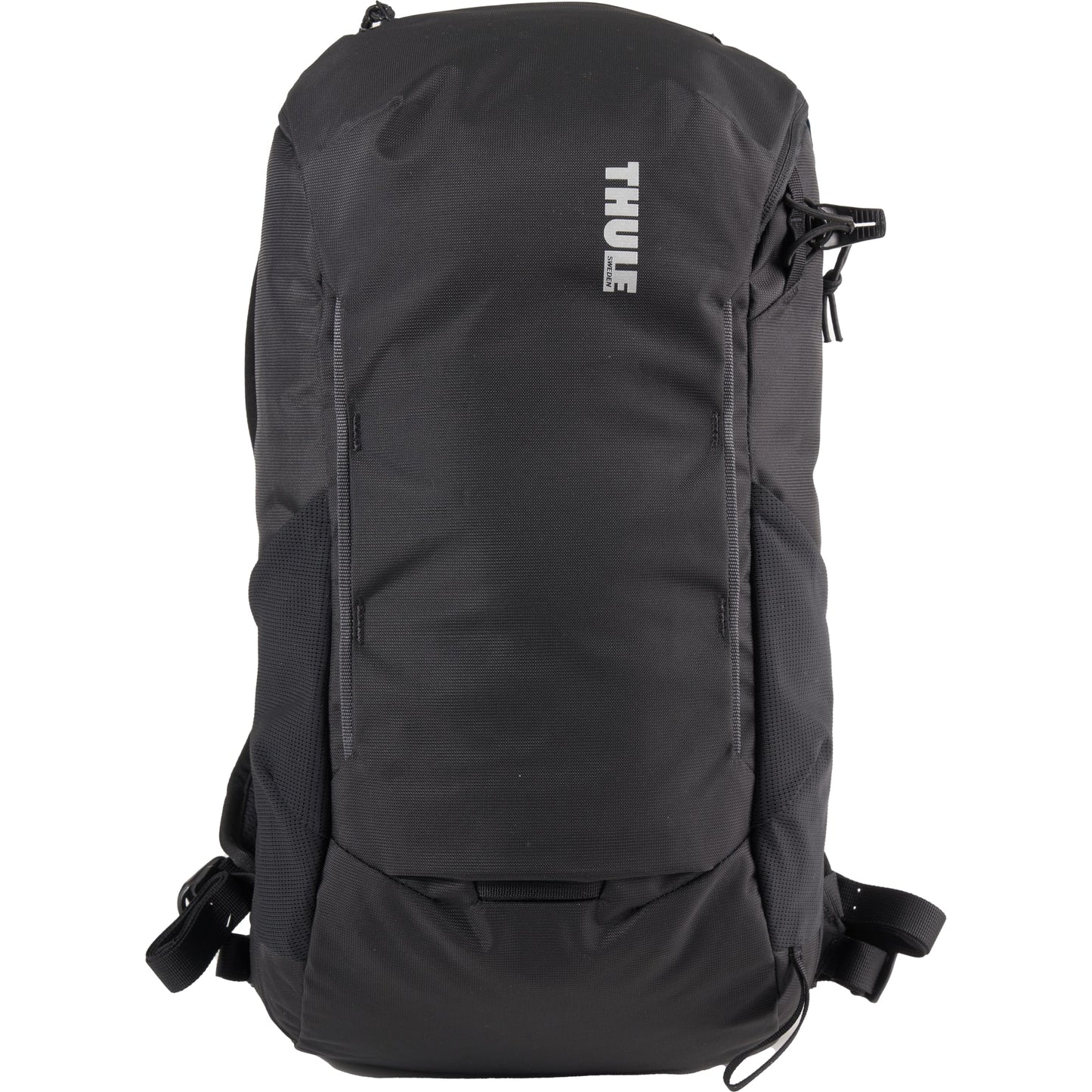 Front View of Black Thule Recycled All Trail 18L 15" Laptop Backpack plain