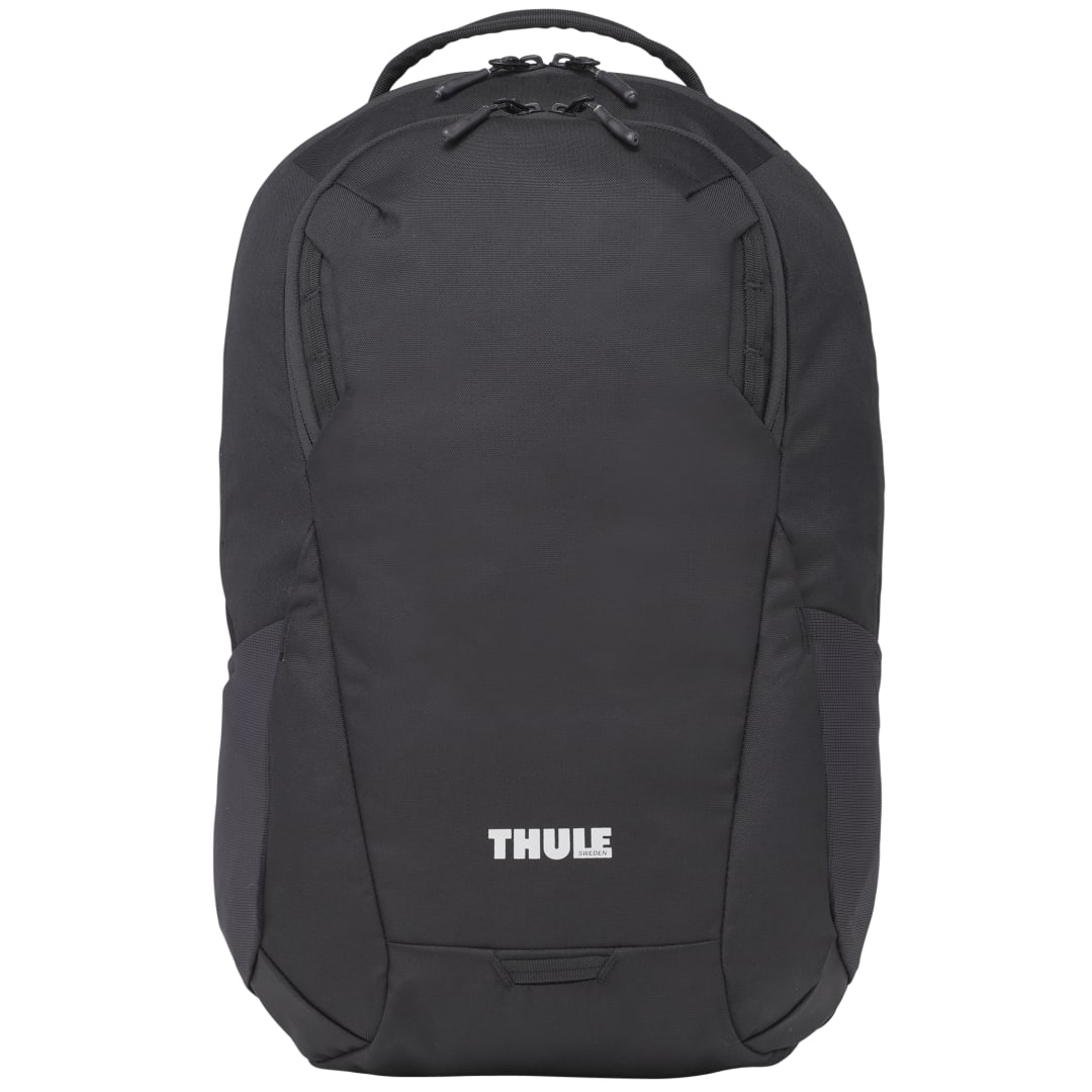 Front View of Black Thule Recycled Lumion 16" Computer Backpack 21L plain