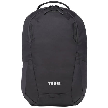 Front View of Black Thule Recycled Lumion 16" Computer Backpack 21L plain