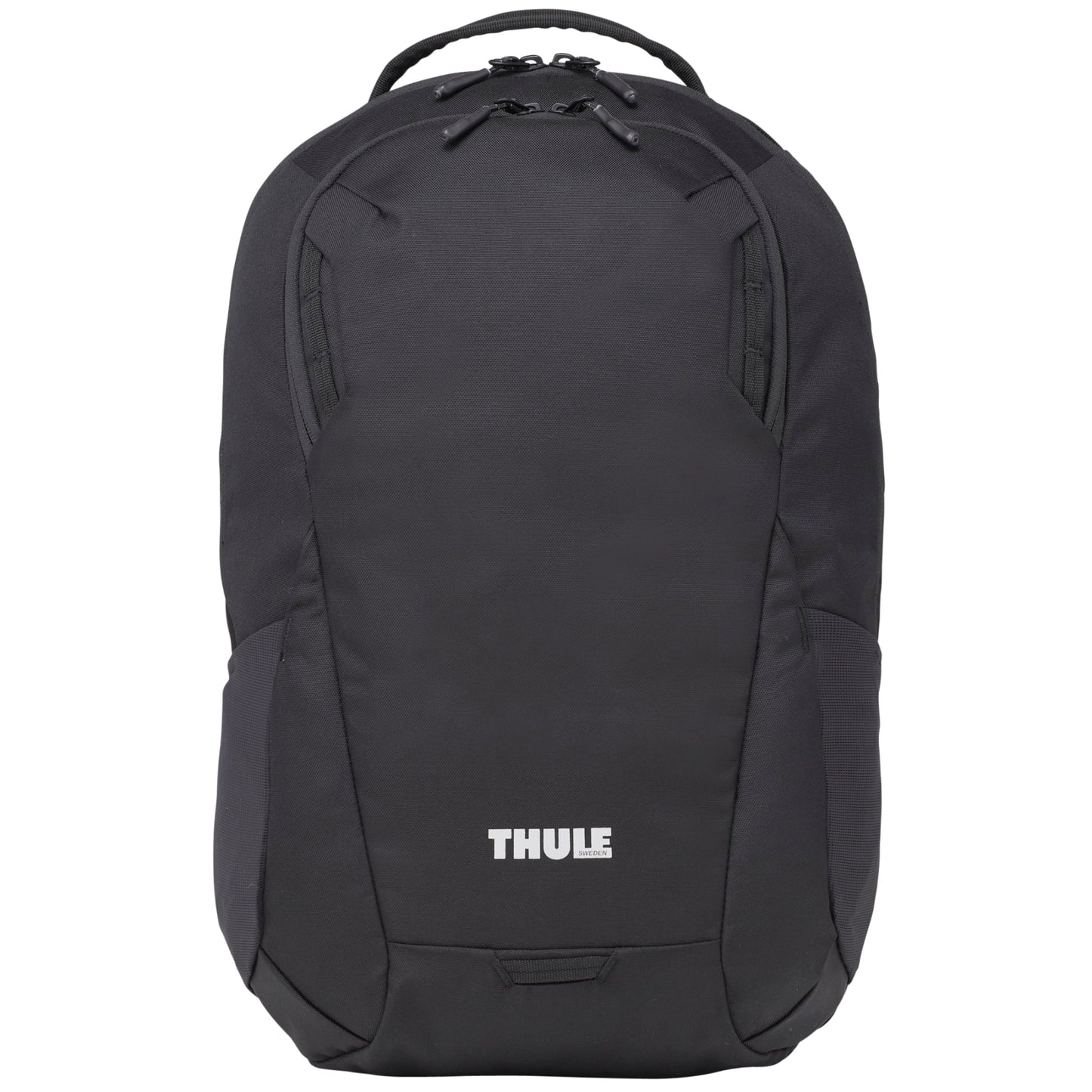 Front View of Black Thule Recycled Lumion 16" Computer Backpack 21L plain