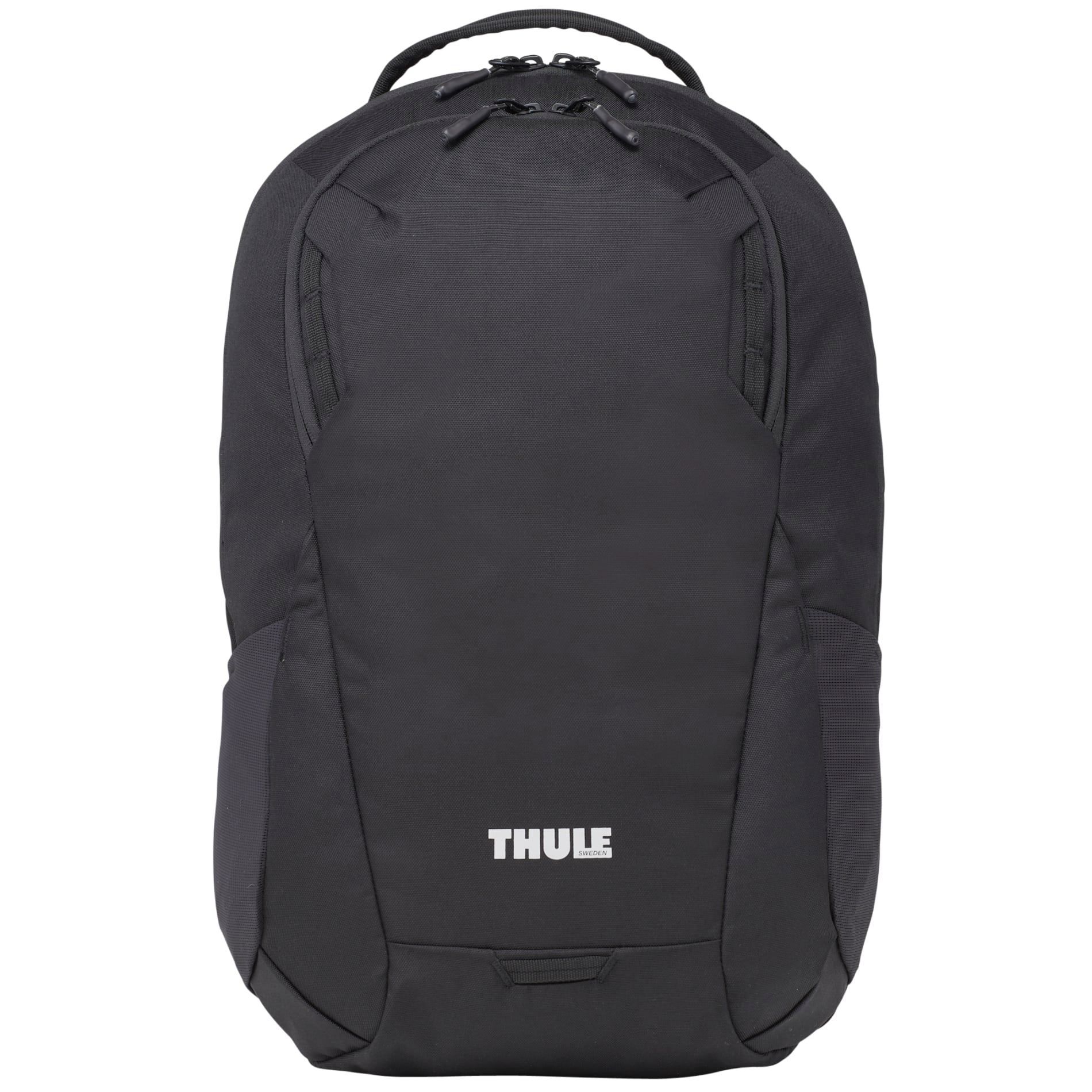 Front View of Black Thule Recycled Lumion 16" Computer Backpack 21L plain