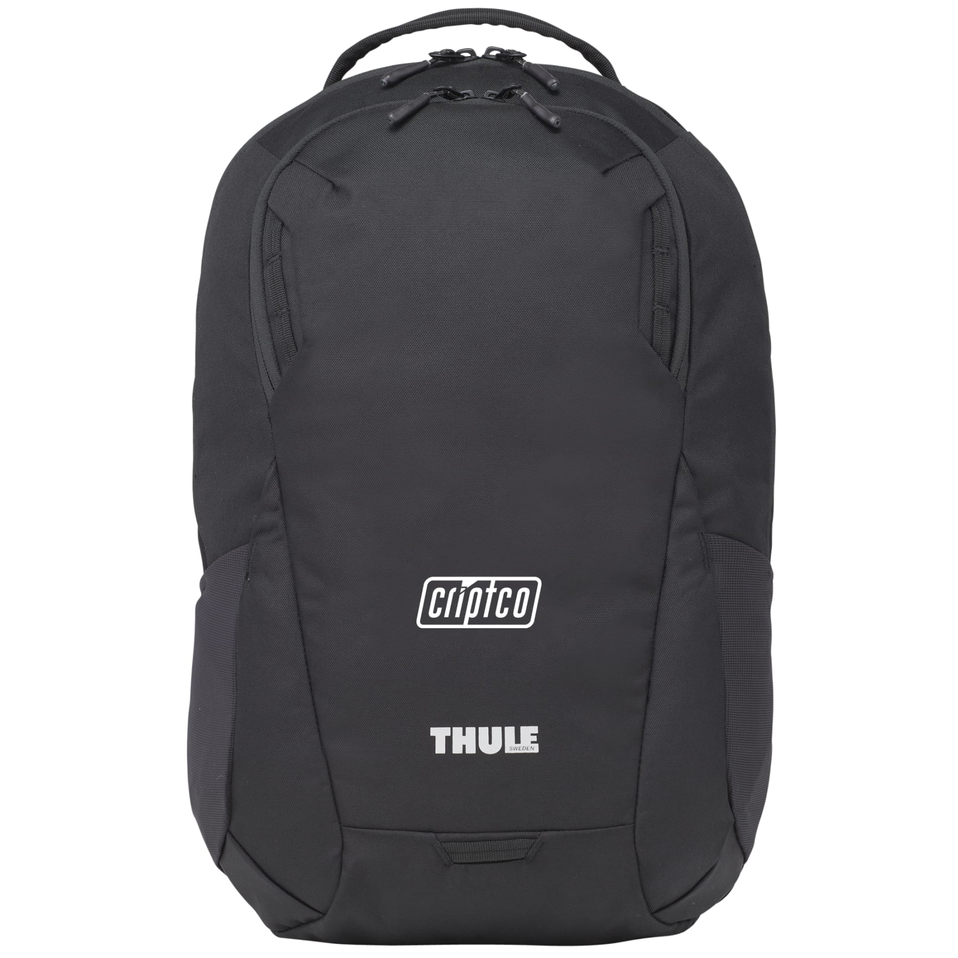 Front View of Black Thule Recycled Lumion 16" Computer Backpack 21L