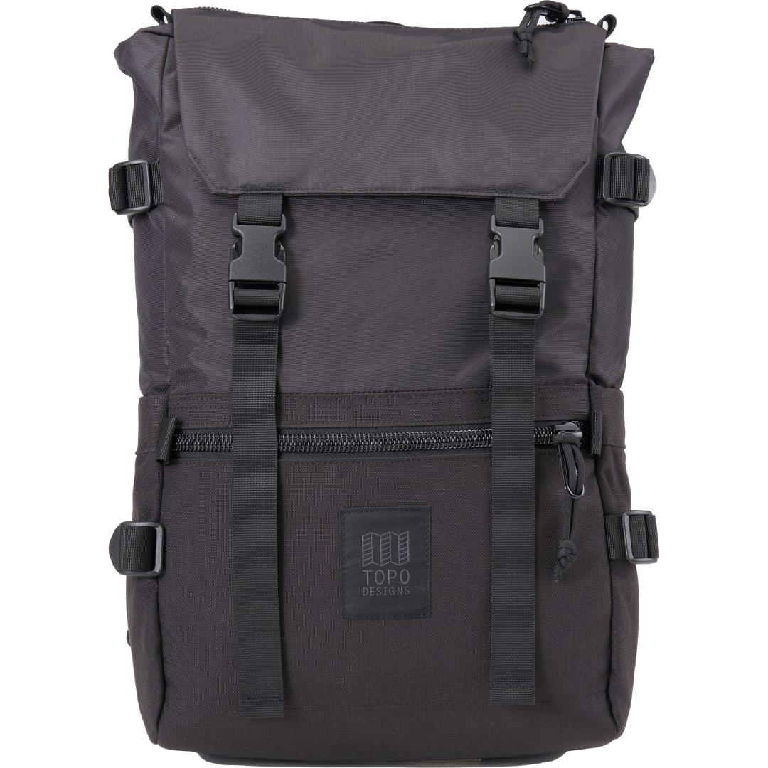 Front View of Black Topo Designs Recycled Rover 15" Laptop Backpack plain