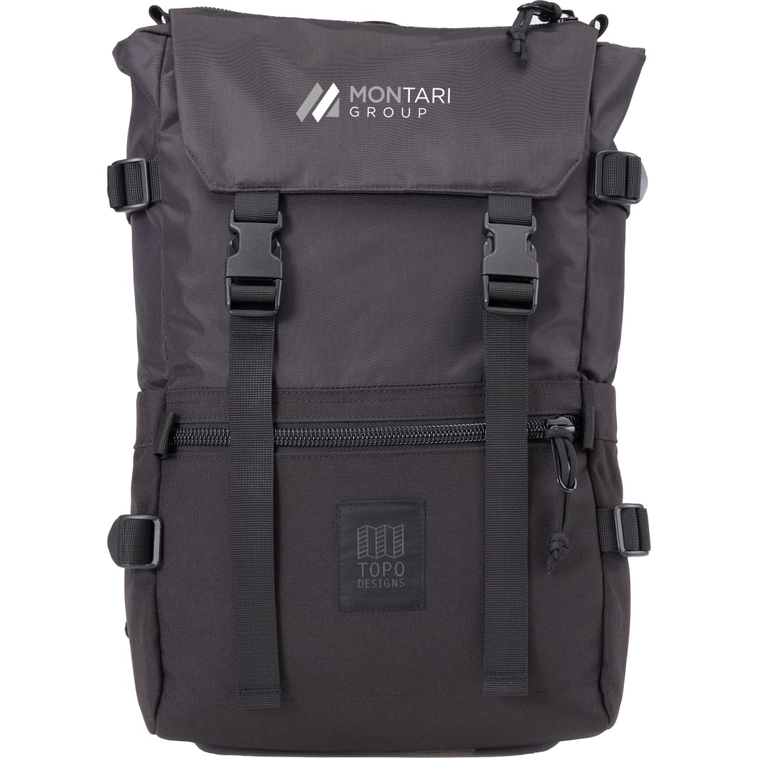 Front View of Black Topo Designs Recycled Rover 15" Laptop Backpack