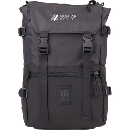 Front View of Black Topo Designs Recycled Rover 15" Laptop Backpack