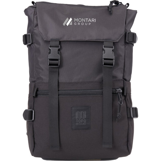 Front View of Black Topo Designs Recycled Rover 15" Laptop Backpack