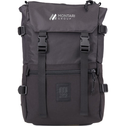 Front View of Black Topo Designs Recycled Rover 15" Laptop Backpack