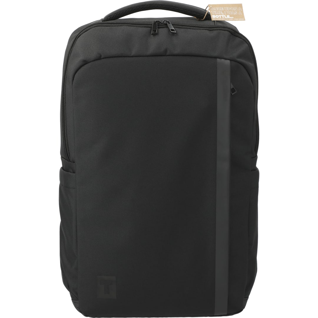 Front View of Black Tranzip Recycled 17" Computer Backpack plain