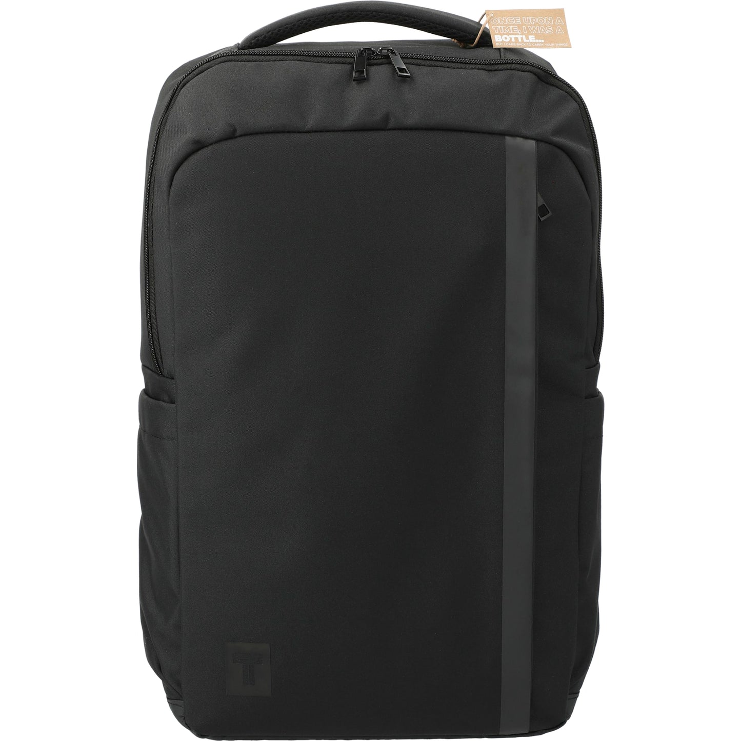 Front View of Black Tranzip Recycled 17" Computer Backpack plain