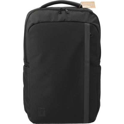 Front View of Black Tranzip Recycled 17" Computer Backpack plain