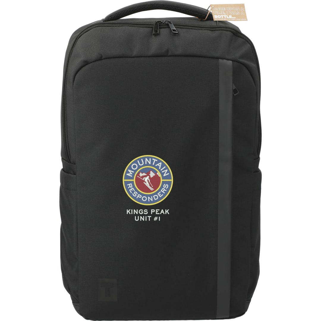 Front View of Black Tranzip Recycled 17" Computer Backpack