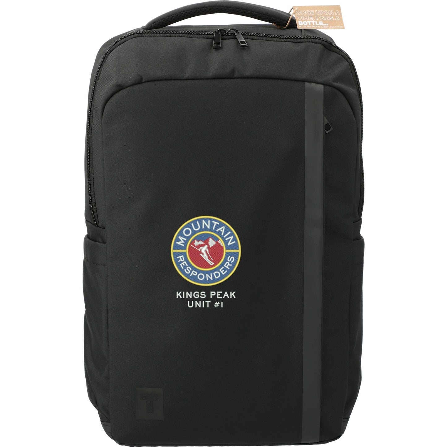 Front View of Black Tranzip Recycled 17" Computer Backpack