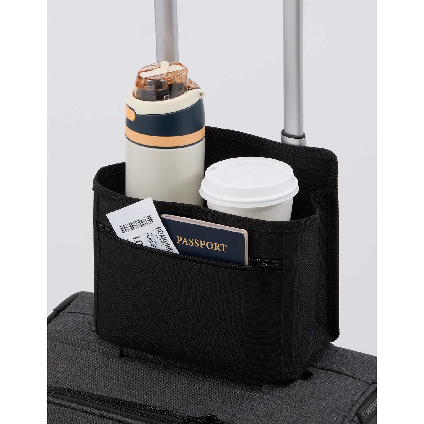Front View of Black Travel Bottle Buddy