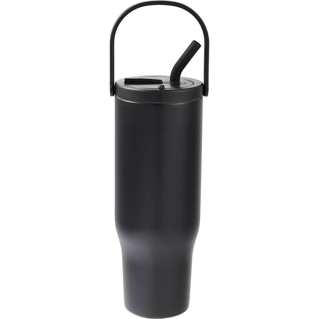 Front View of Black Trinity Recycled Straw Leak proof Tumbler 30oz plain