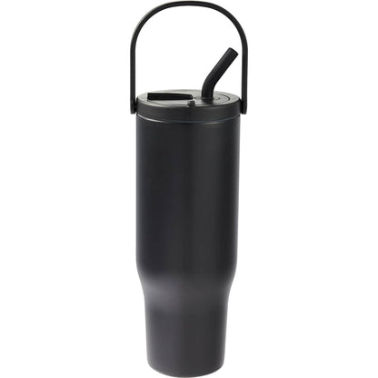 Front View of Black Trinity Recycled Straw Leak proof Tumbler 30oz plain