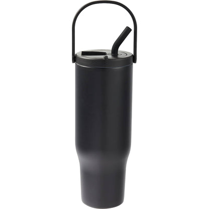 Front View of Black Trinity Recycled Straw Leak proof Tumbler 30oz plain