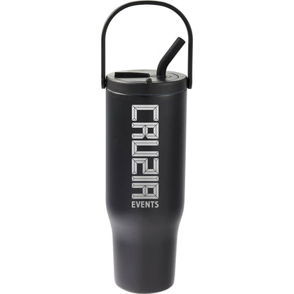 Front View of Black Trinity Recycled Straw Leak proof Tumbler 30oz