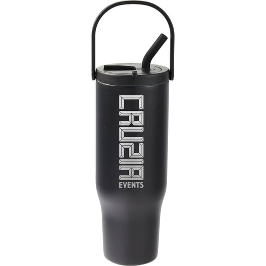 Front View of Black Trinity Recycled Straw Leak proof Tumbler 30oz