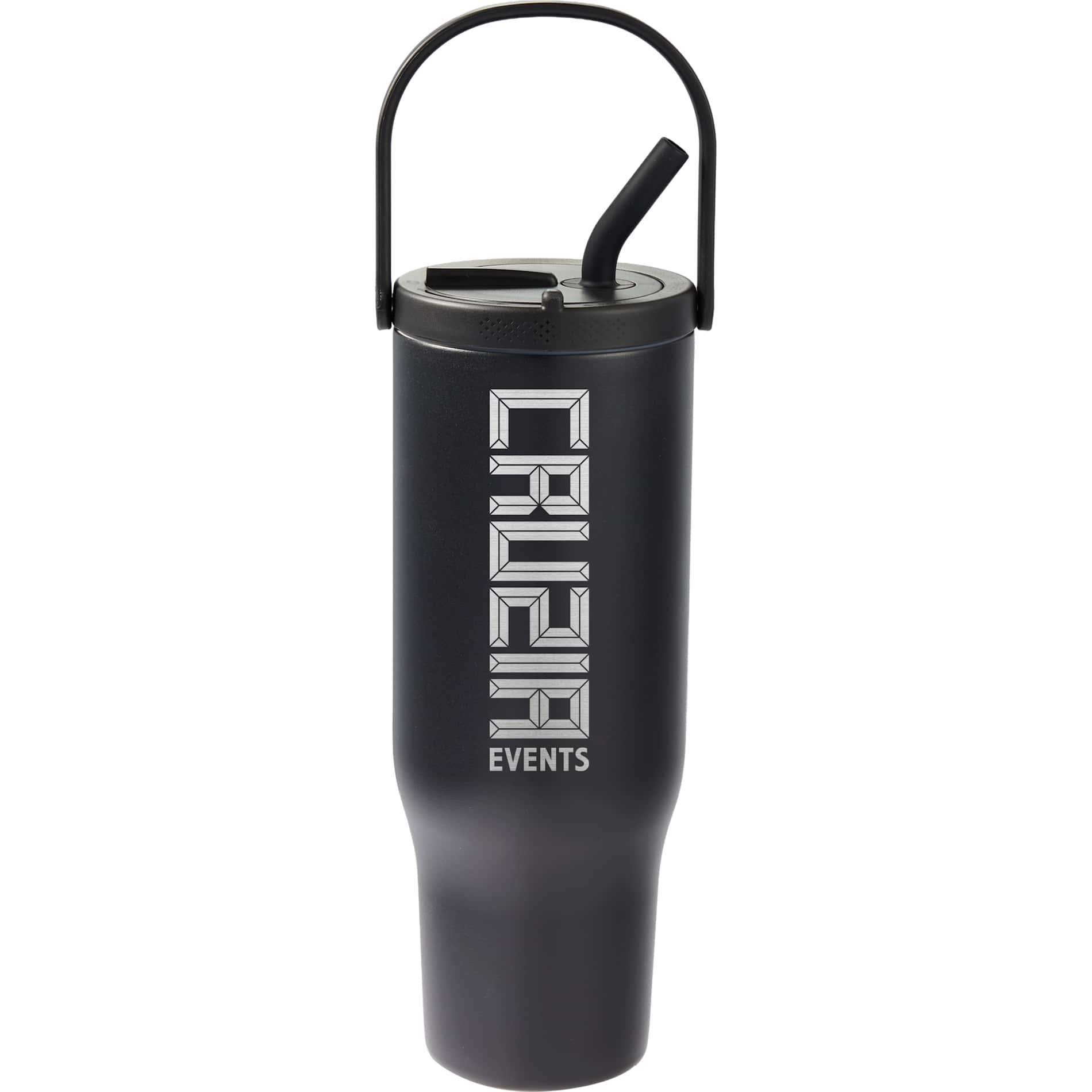 Front View of Black Trinity Recycled Straw Leak proof Tumbler 30oz