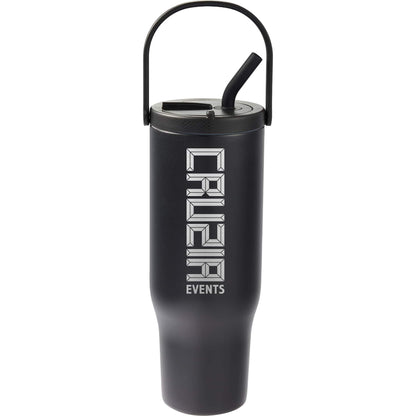 Front View of Black Trinity Recycled Straw Leak proof Tumbler 30oz