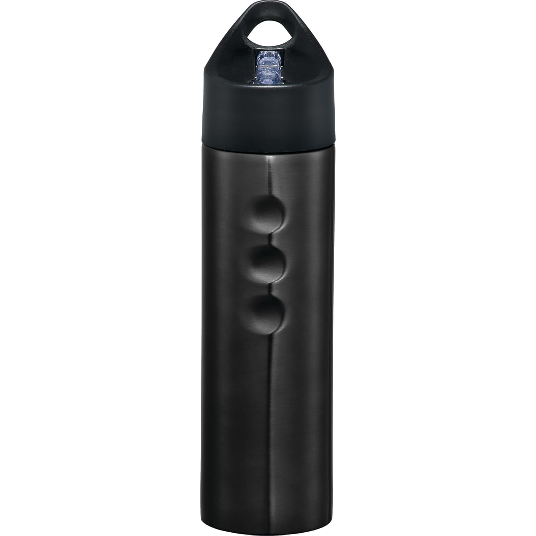 Front View of Black Troika 25oz Stainless Sports Bottle plain