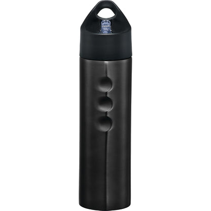 Front View of Black Troika 25oz Stainless Sports Bottle plain