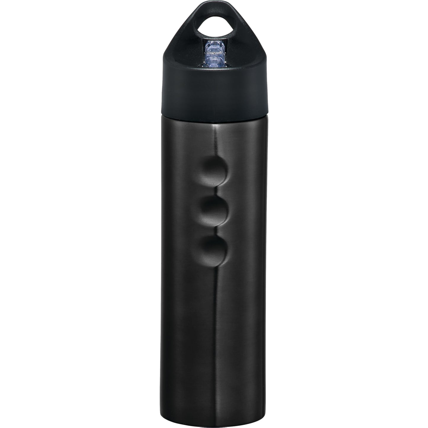 Front View of Black Troika 25oz Stainless Sports Bottle plain