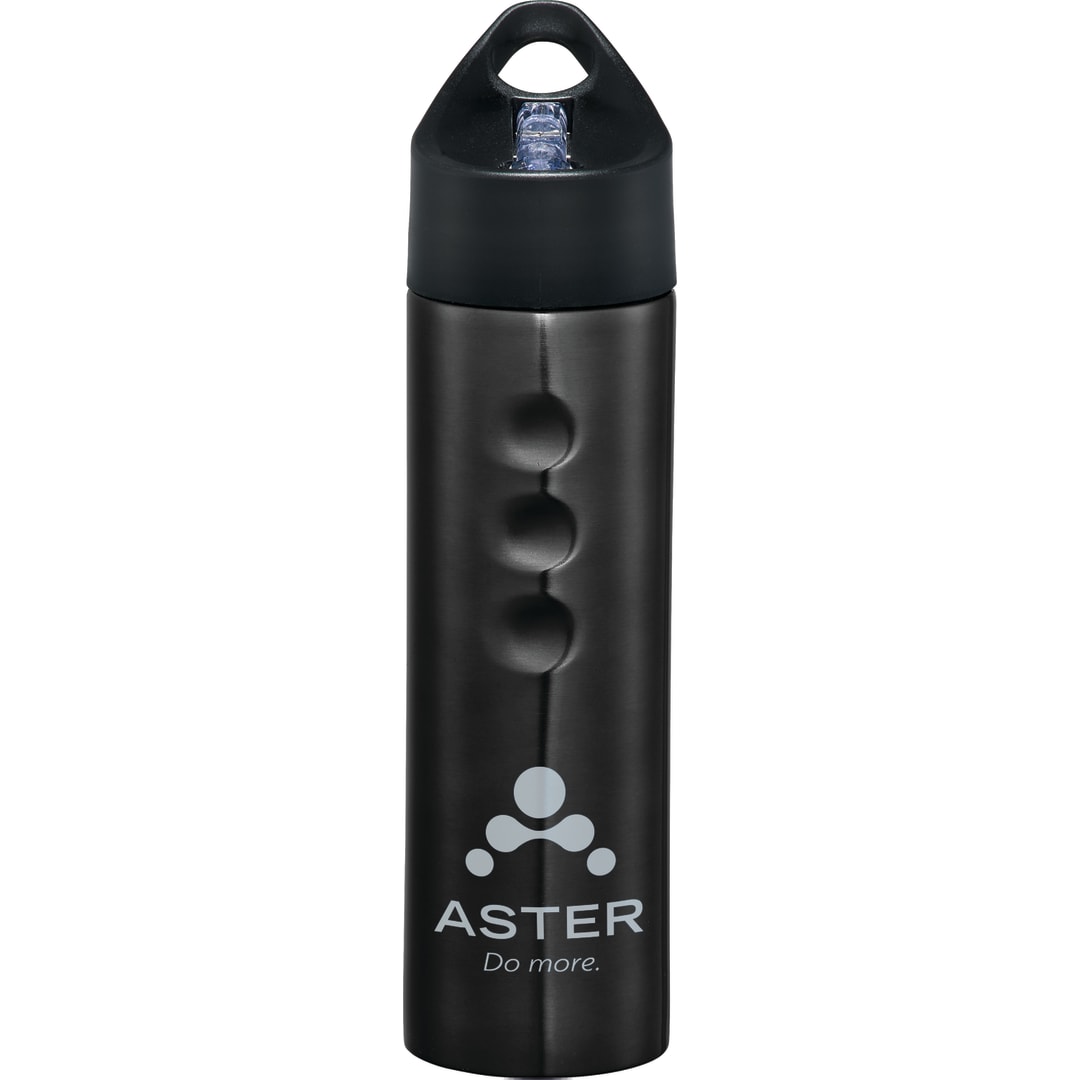 Front View of Black Troika 25oz Stainless Sports Bottle