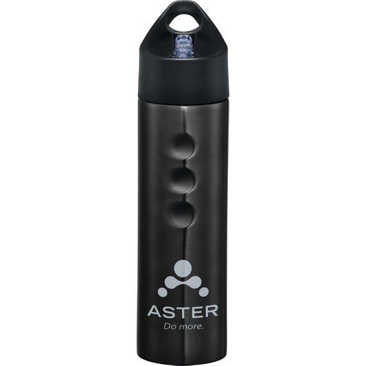 Front View of Black Troika 25oz Stainless Sports Bottle