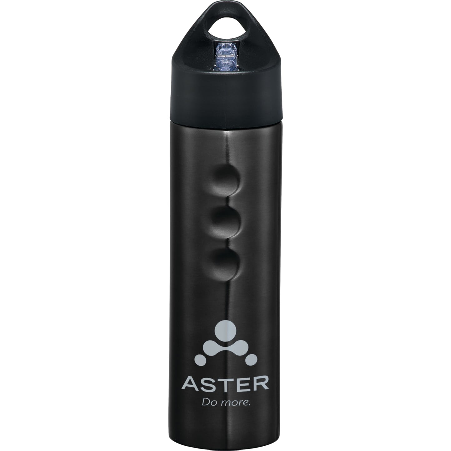Front View of Black Troika 25oz Stainless Sports Bottle
