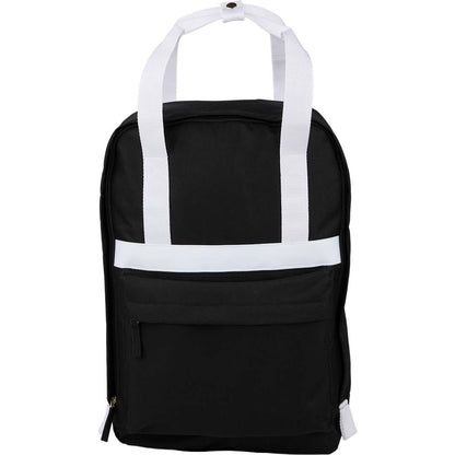 Front View of Black Varsity Recycled Backpack plain