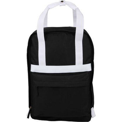 Front View of Black Varsity Recycled Backpack plain