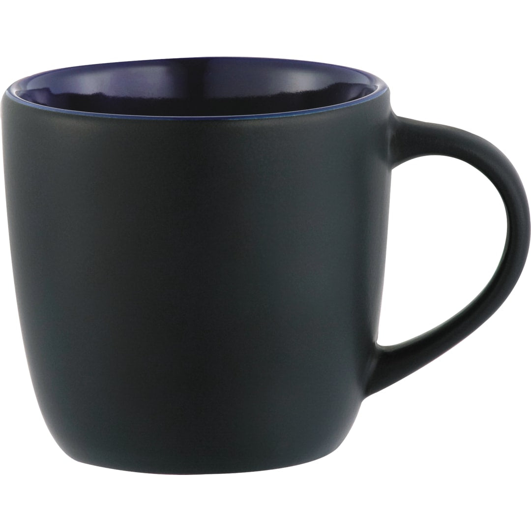 Front View of Black w - Blue Lining (BKBL) Riviera Electric 11oz Ceramic Mug plain