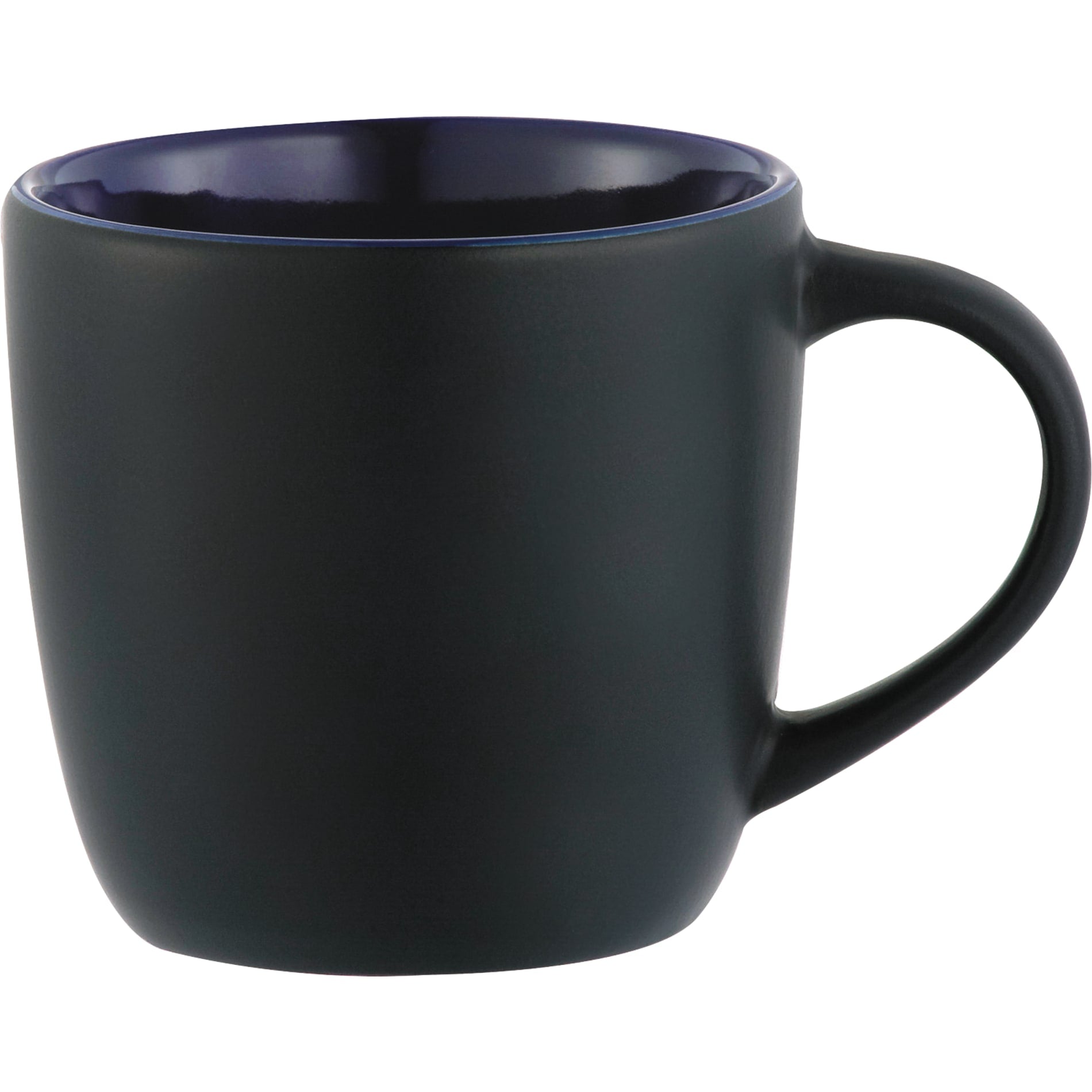 Front View of Black w - Blue Lining (BKBL) Riviera Electric 11oz Ceramic Mug plain