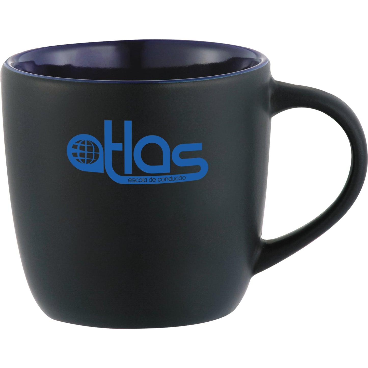 Front View of Black w - Blue Lining (BKBL) Riviera Electric 11oz Ceramic Mug