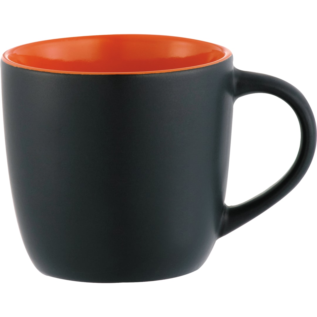 Front View of Black w - Orange Lining (BKOR) Riviera Electric 11oz Ceramic Mug plain