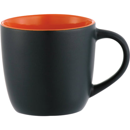 Front View of Black w - Orange Lining (BKOR) Riviera Electric 11oz Ceramic Mug plain